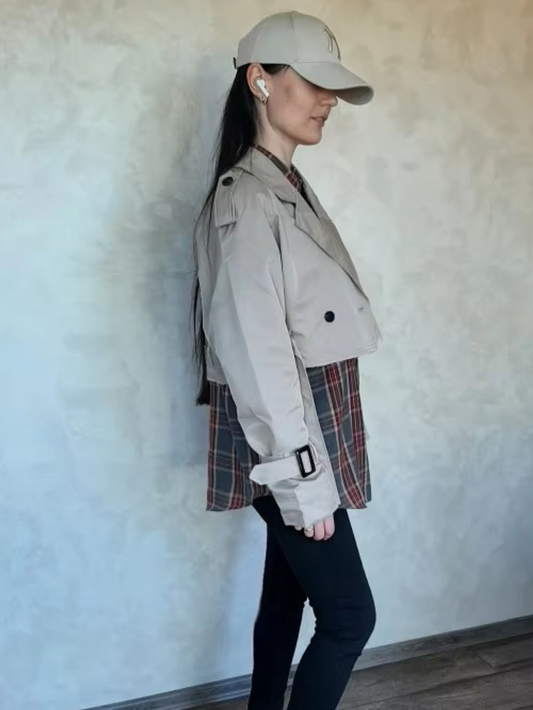 Women Vintage Streetwear Double Breasted Long Sleeve Top Coats & Jackets - Tophatter Daily Deals