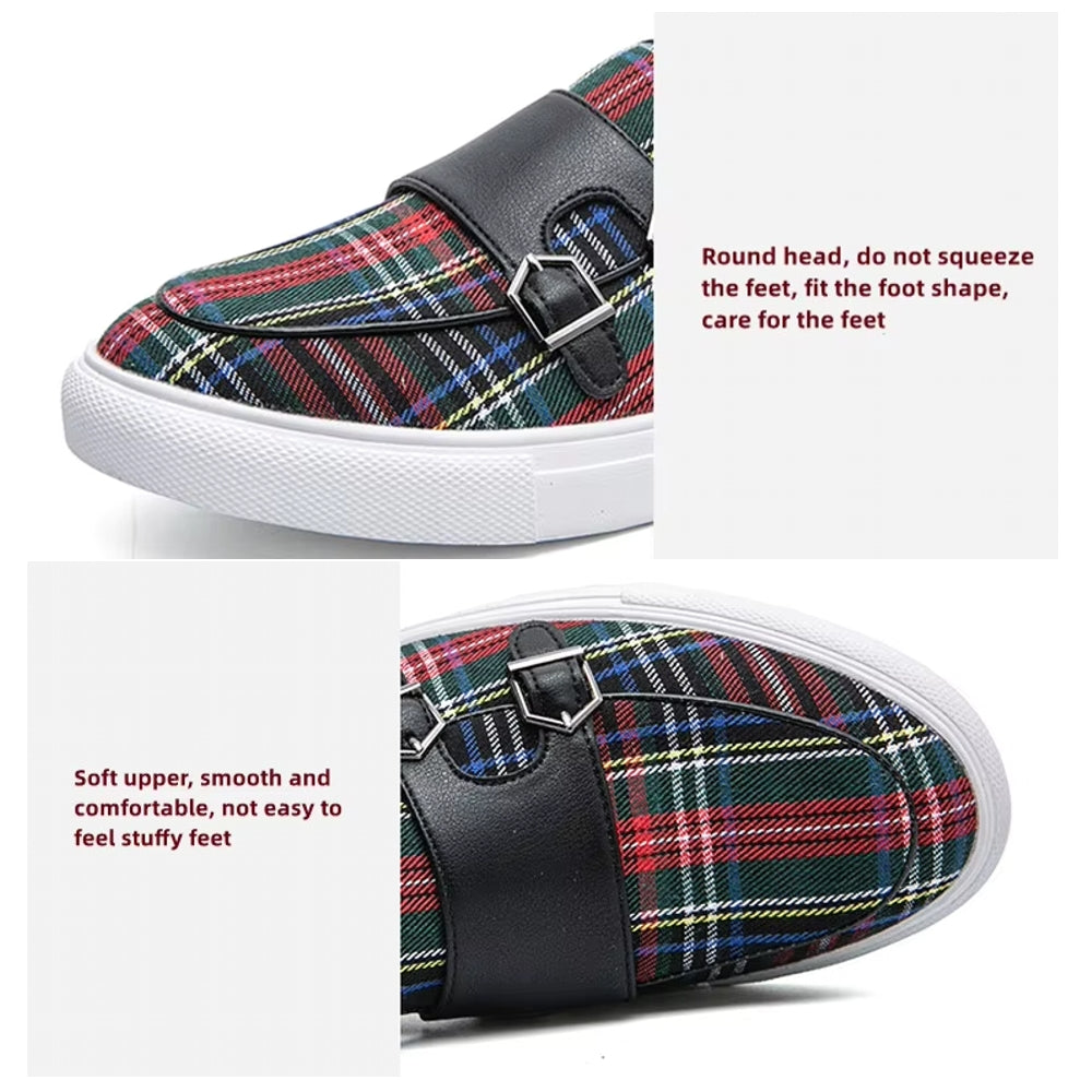 Classic Canvas Plaid Loafers For Men Loafers - Tophatter Daily Deals