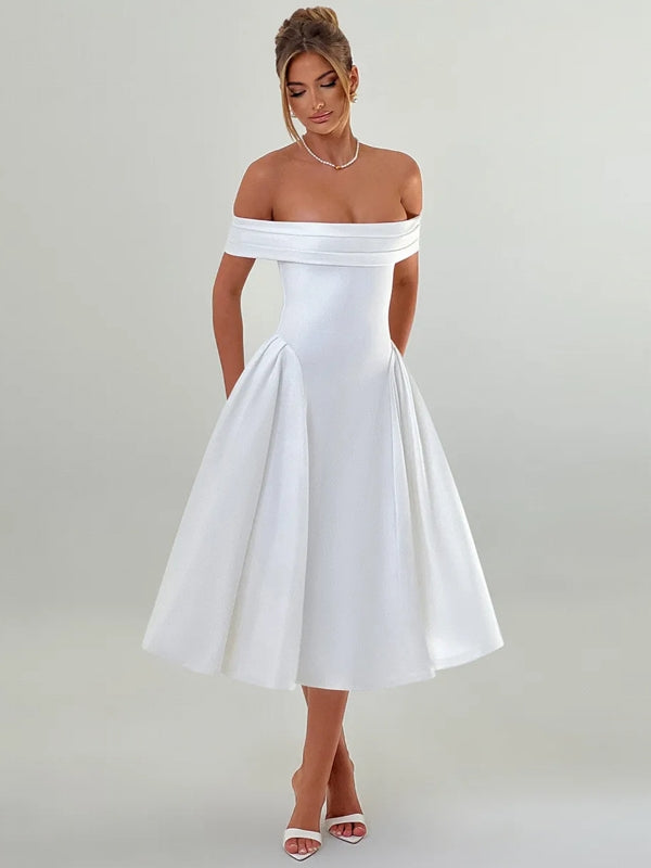 Off-shoulder Backless Sexy Midi Dress Midi Dresses - Tophatter Daily Deals