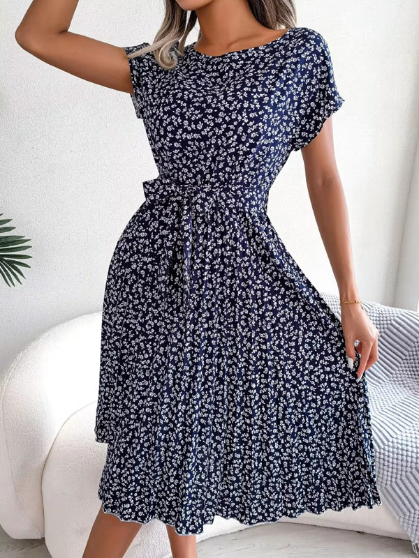 Mini Dress For Women Summer Print Holiday Beach Navy Mini Dresses - Tophatter Daily Deals