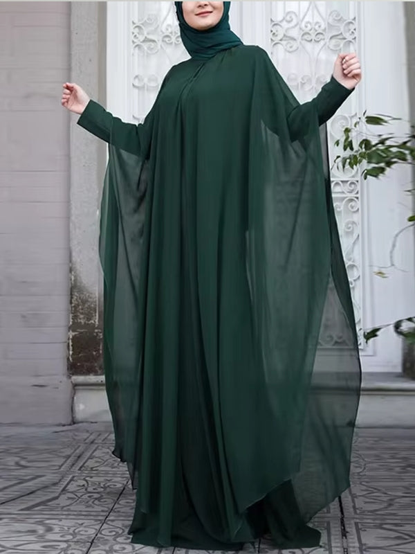 Muslim Dresses Robe Abaya Long Sleeve Dress Green Maxi Dresses - Tophatter Daily Deals