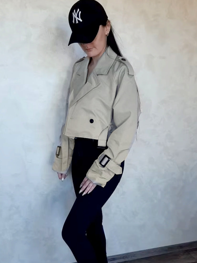Women Vintage Streetwear Double Breasted Long Sleeve Top Coats & Jackets - Tophatter Daily Deals