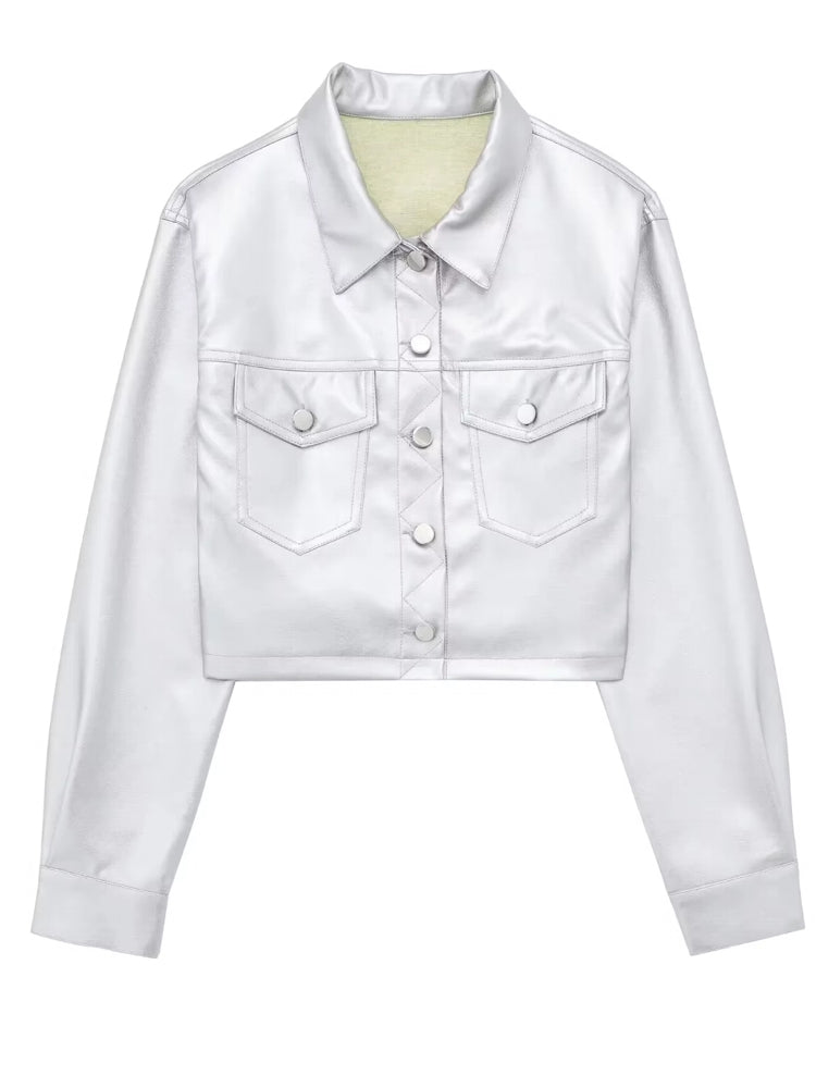 Fashion Popular Shiny Silver Jackets Coats & Jackets - Tophatter Daily Deals