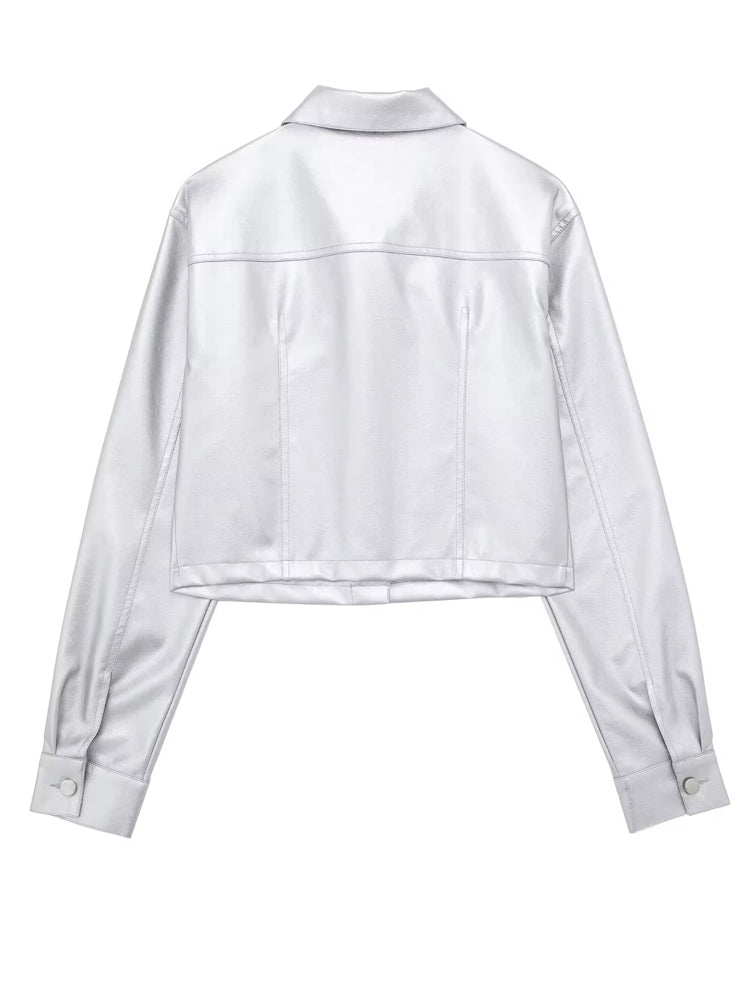 Fashion Popular Shiny Silver Jackets Coats & Jackets - Tophatter Daily Deals