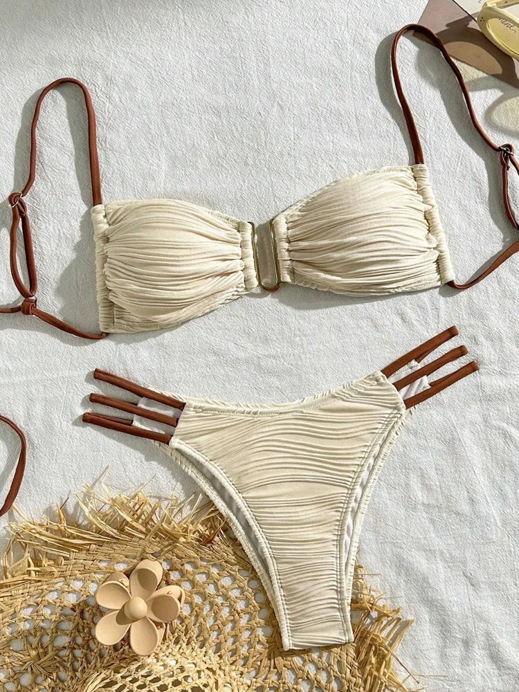 Sexy Bikinis Swimsuits Women Swimwear Push Up Wear Beige Swimwear - Tophatter Daily Deals