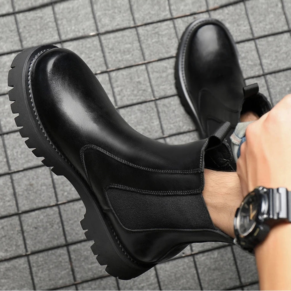 Men Chelsea Rubber Boot Inner Increased Lifted Boots Boots - Tophatter Daily Deals