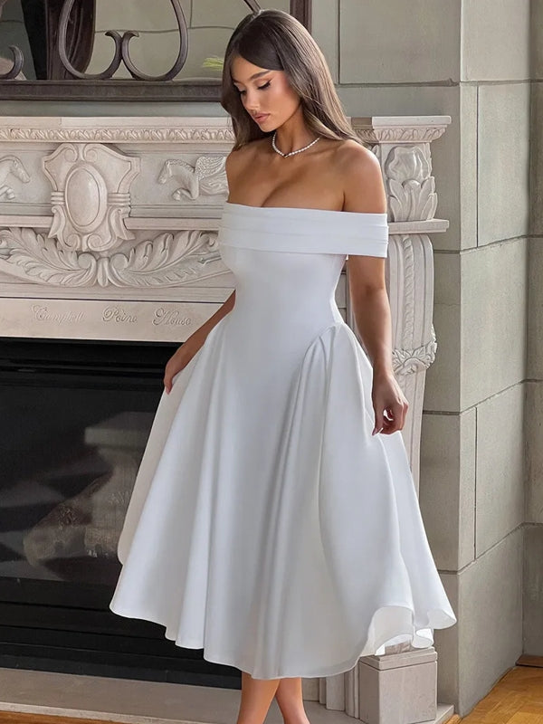 Off-shoulder Backless Sexy Midi Dress Midi Dresses - Tophatter Daily Deals