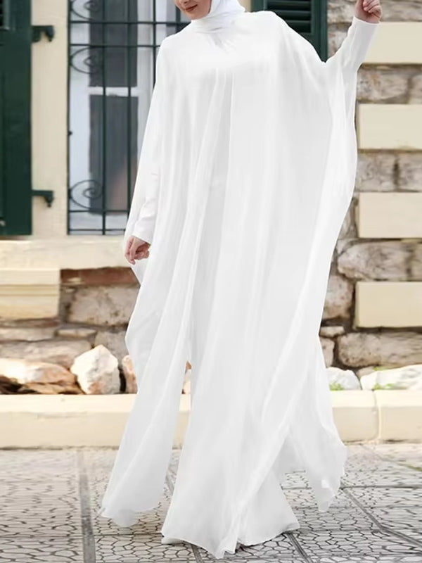 Muslim Dresses Robe Abaya Long Sleeve Dress White Maxi Dresses - Tophatter Daily Deals