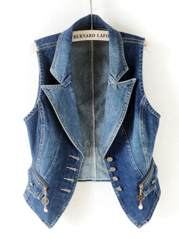 Sleeveless Short Jeans Waist coats Coats & Jackets - Tophatter Daily Deals
