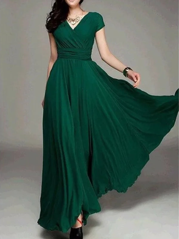 Long Cocktail Chiffon Evening Dress Green Maxi Dresses - Tophatter Daily Deals
