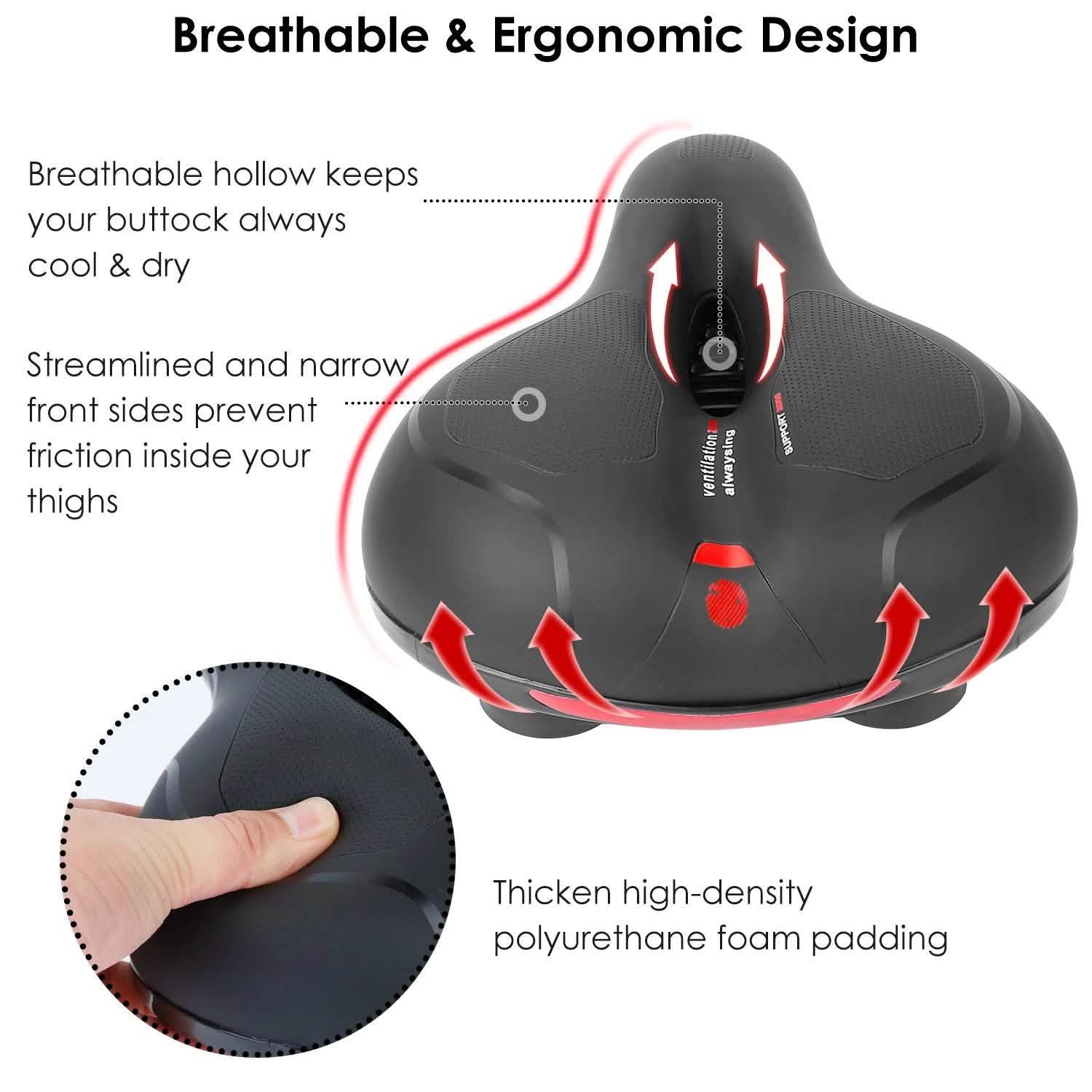 Comfortable Bike Seat Water Resistant MTB Bicycle Padded Saddle Outdoor Recreation - Tophatter Daily Deals