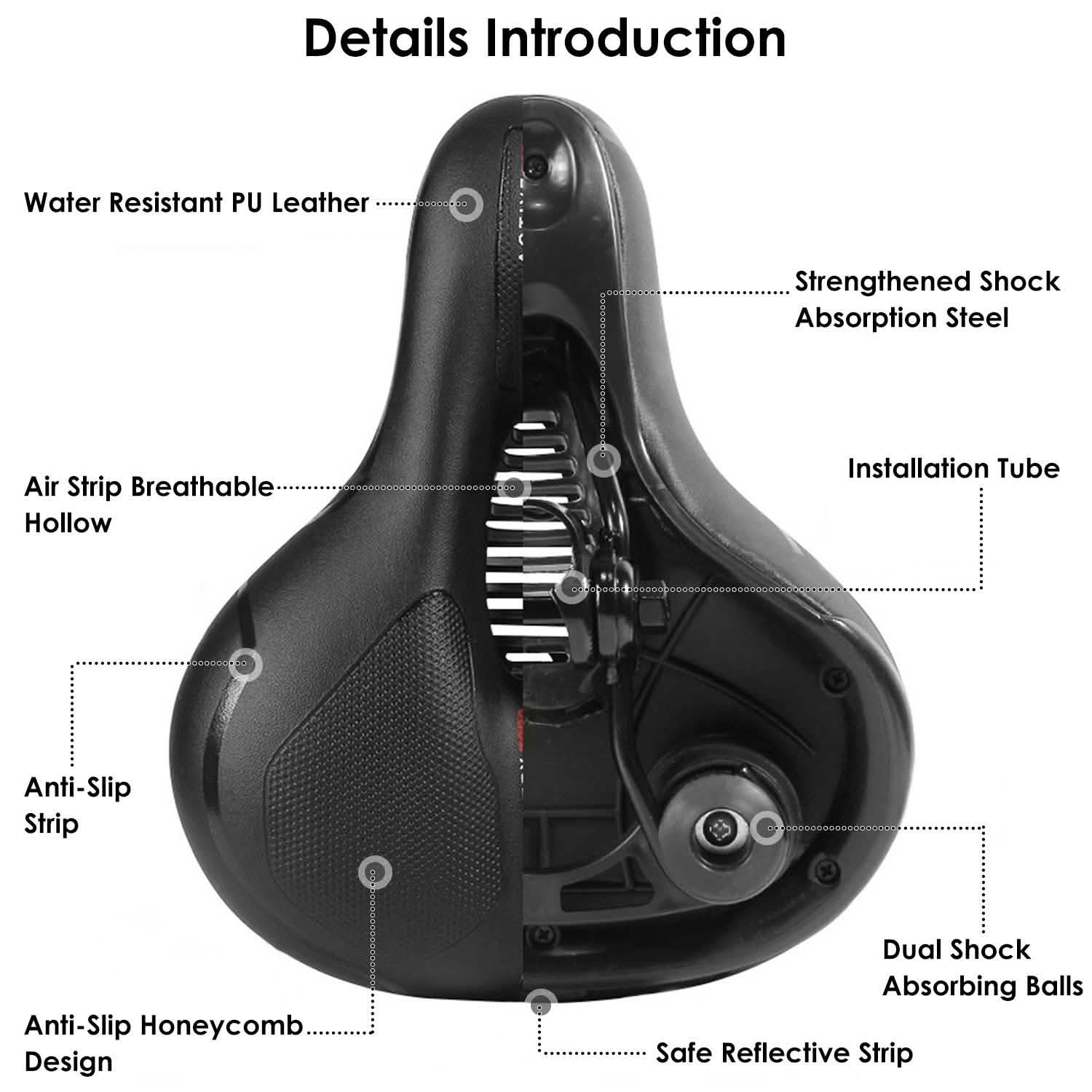 Comfortable Bike Seat Water Resistant MTB Bicycle Padded Saddle Outdoor Recreation - Tophatter Daily Deals