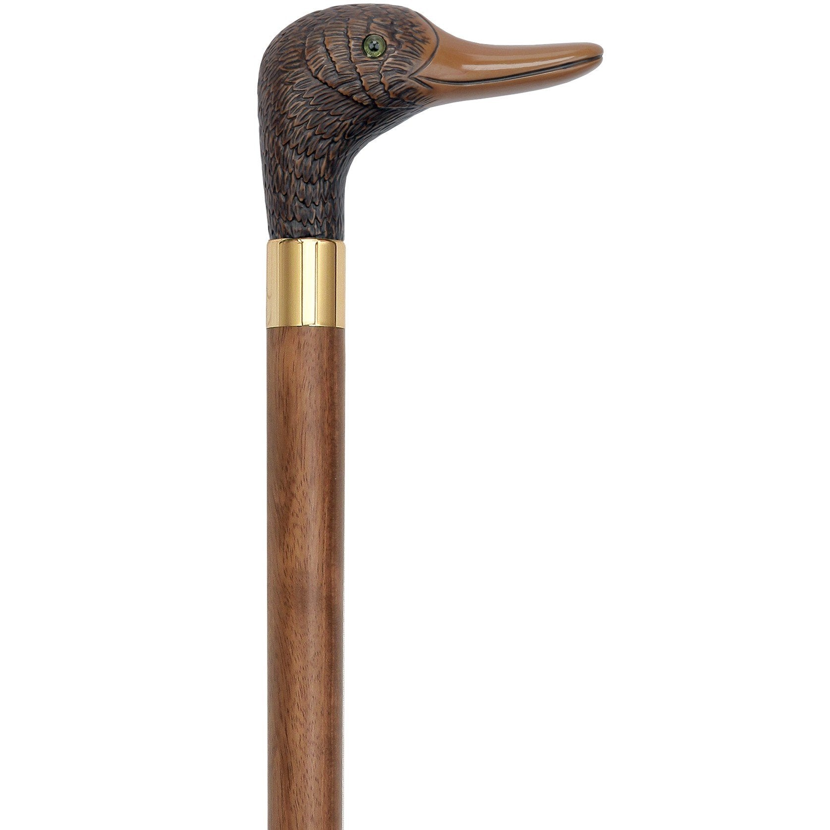 Brown Mallard Duck Head-talian Handle Cane w/ Custom Shaft and Collar Bird Walking Canes - Tophatter Daily Deals