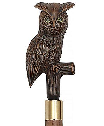 Brown Perched Owl Imitation Wood Handle Cane - Italian Handle w/Custom Shaft and Collar Bird Walking Canes - Tophatter Daily Deals