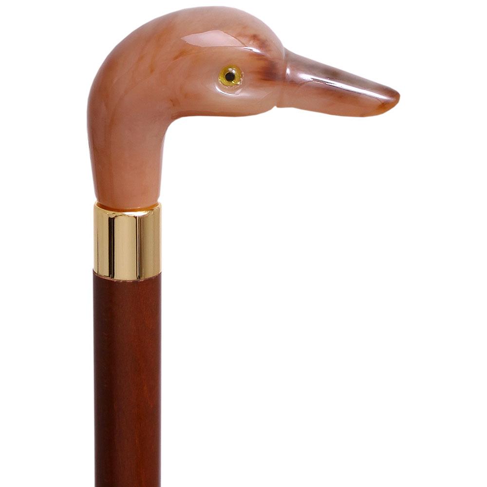 Fancy Duck Faux Rams Horn Handle Cane Italian Handle w/ Custom Shaft & Collar Bird Walking Canes - Tophatter Daily Deals