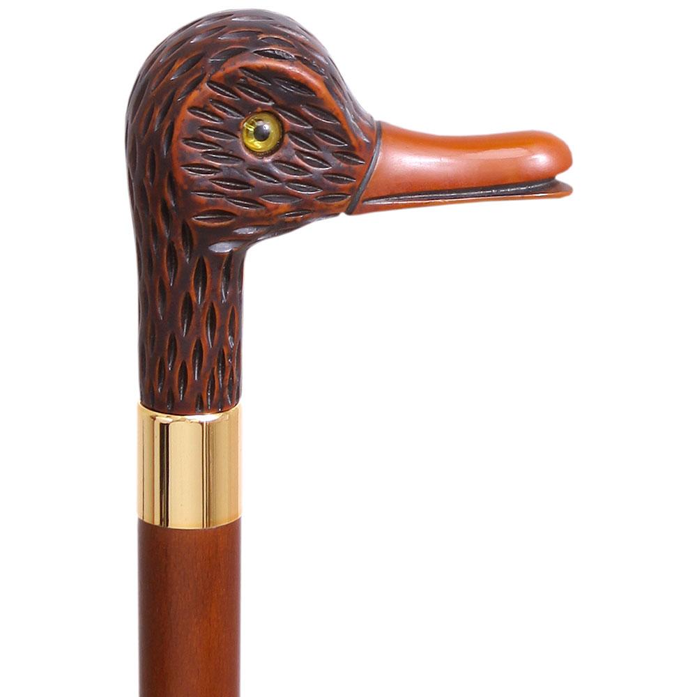 Feathered Duck Imitation Wood Handle Cane Italian Handle w/ Custom Shaft & Collar Bird Walking Canes - Tophatter Daily Deals