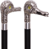Feathered Duck Nickel Plated Handle Cane Italian Handle w/ Custom Shaft & Collar Bird Walking Canes - Tophatter Daily Deals