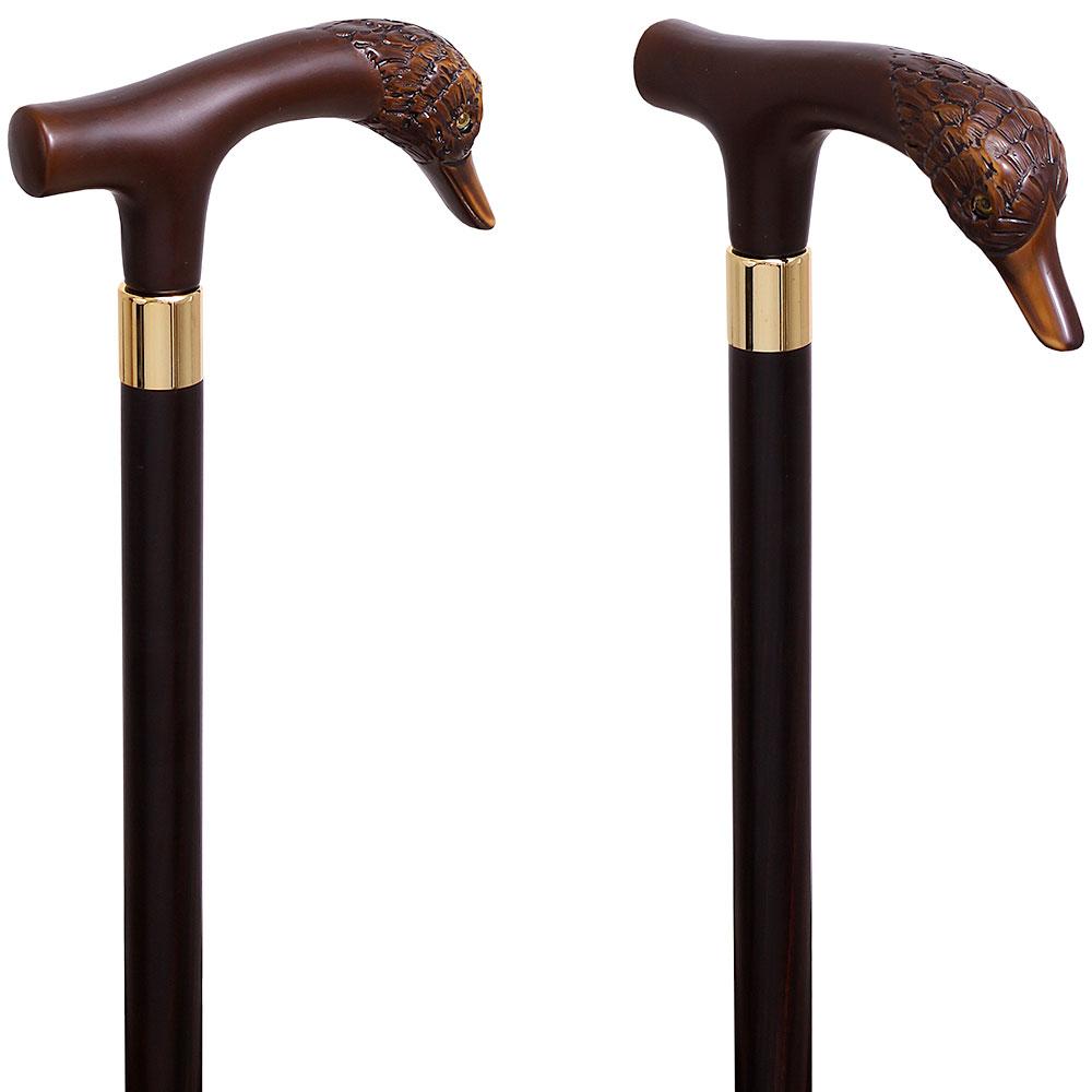 Fritz Duck Imitation Wood Handle Cane Italian Handle w/ Custom Shaft & Collar Bird Walking Canes - Tophatter Daily Deals