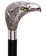 Hawk Bird of Prey Nickel Plated Italian Handle Cane w/ Custom Shaft & Collar Bird Walking Canes - Tophatter Daily Deals