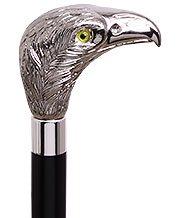 Hawk Bird of Prey Nickel Plated Italian Handle Cane w/ Custom Shaft & Collar Bird Walking Canes - Tophatter Daily Deals