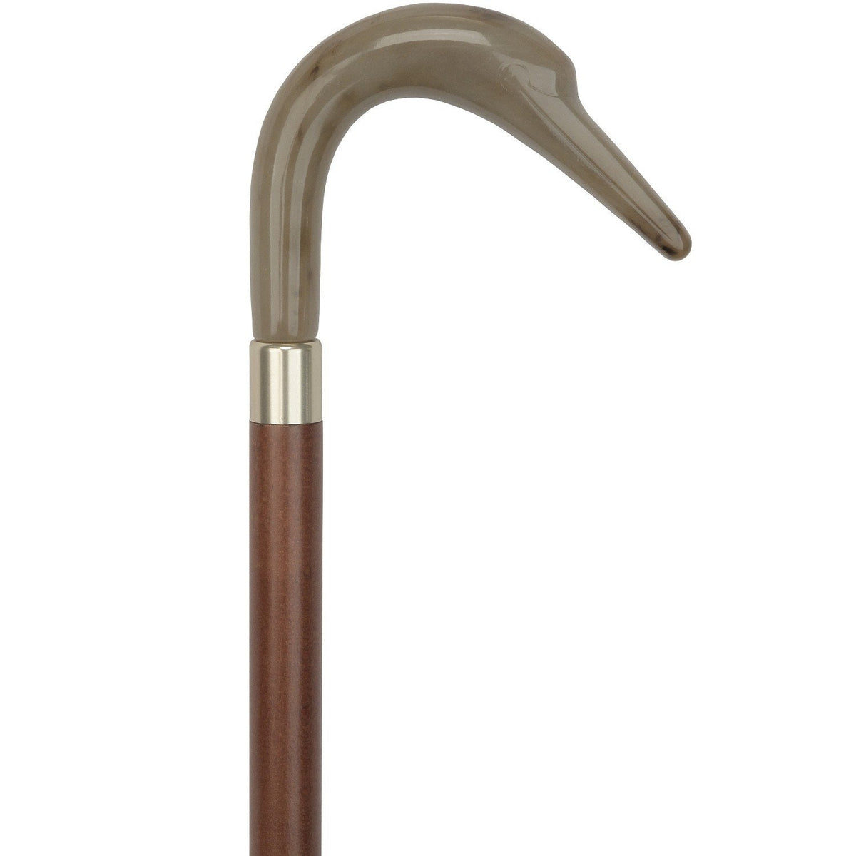 Rich and Smooth Tourist Swan Imitation Horn Handle Cane -Italian Handle w/Custom Handle and Collar Bird Walking Canes - Tophatter Daily Deals