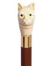 Cat Head Faux Ivory Handle Italian Handle Cane w/ Custom Shaft & Collar Cat Walking Canes - Tophatter Daily Deals