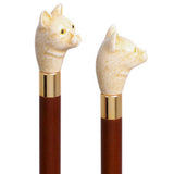 Cat Head Faux Ivory Handle Italian Handle Cane w/ Custom Shaft & Collar Cat Walking Canes - Tophatter Daily Deals