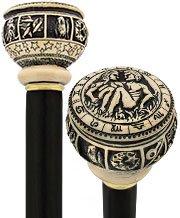 Scratch and Dent Comoys Astrological Gemini Handle Walking Cane w/ Custom Shaft and Collar V1931 - Tophatter Daily Deals