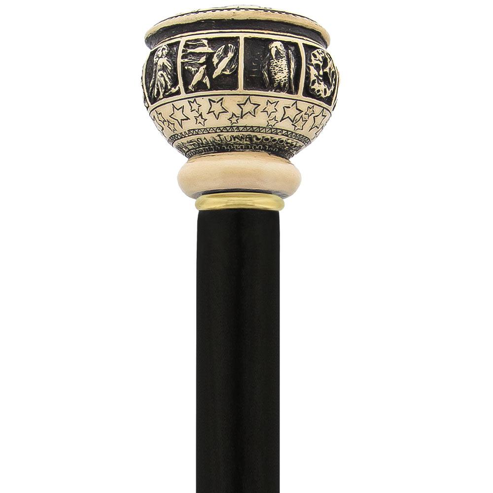 Scratch and Dent Comoys Astrological Gemini Handle Walking Cane w/ Custom Shaft and Collar V1931 - Tophatter Daily Deals