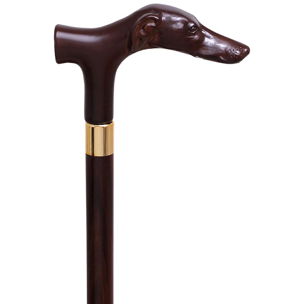 Fritz Greyhound Faux Wood Italian Handle Cane w/ Custom Shaft & Collar Dog Walking Canes - Tophatter Daily Deals