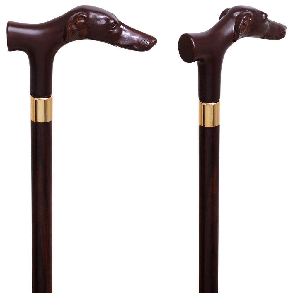 Fritz Greyhound Faux Wood Italian Handle Cane w/ Custom Shaft & Collar Dog Walking Canes - Tophatter Daily Deals