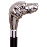Scratch and Dent Labrador Nickel Plated Handle Cane Italian Handle w/ Custom Shaft & Collar V2215 Dog Walking Canes - Tophatter Daily Deals