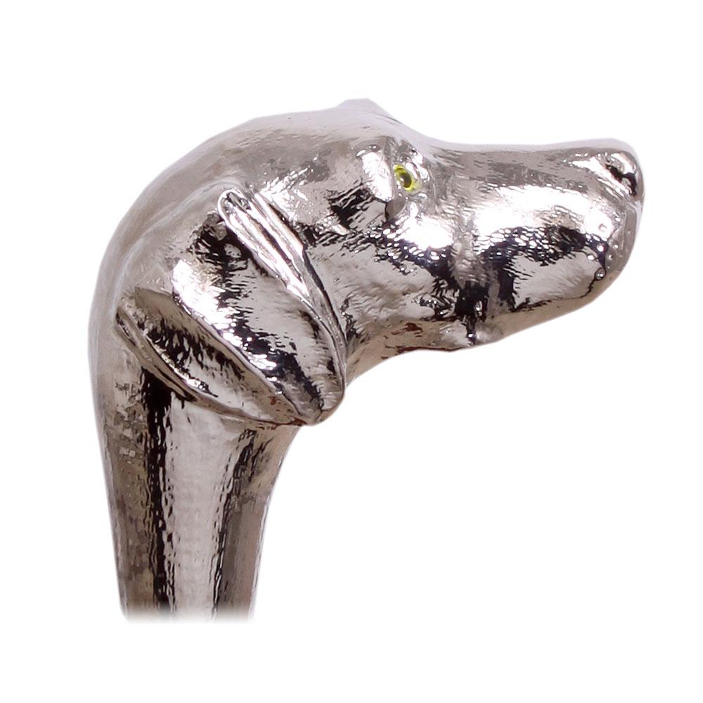 Scratch and Dent Labrador Nickel Plated Handle Cane Italian Handle w/ Custom Shaft & Collar V2215 Dog Walking Canes - Tophatter Daily Deals