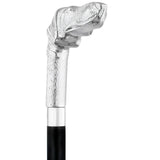 Long Nosed Dog Nickel Plated Handle Walking Cane - Italian Handle w/ Custom Shaft and Collar Dog Walking Canes - Tophatter Daily Deals