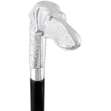 Long Nosed Dog Nickel Plated Handle Walking Cane - Italian Handle w/ Custom Shaft and Collar Dog Walking Canes - Tophatter Daily Deals