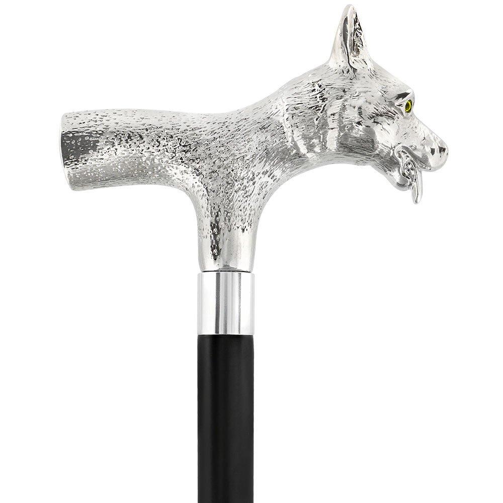 Sly Fox Nickel Plated Handle Cane w/ Custom Shaft & Collar Dog Walking Canes - Tophatter Daily Deals