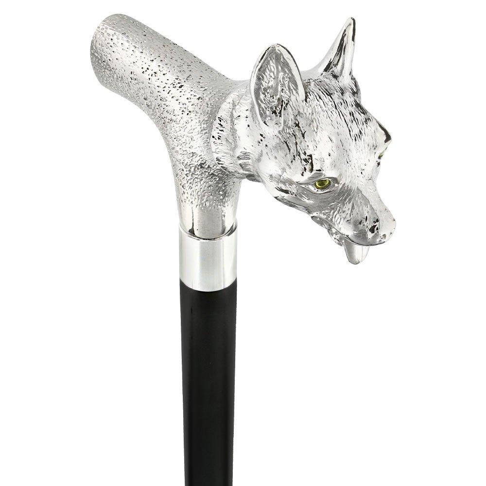 Sly Fox Nickel Plated Handle Cane w/ Custom Shaft & Collar Dog Walking Canes - Tophatter Daily Deals