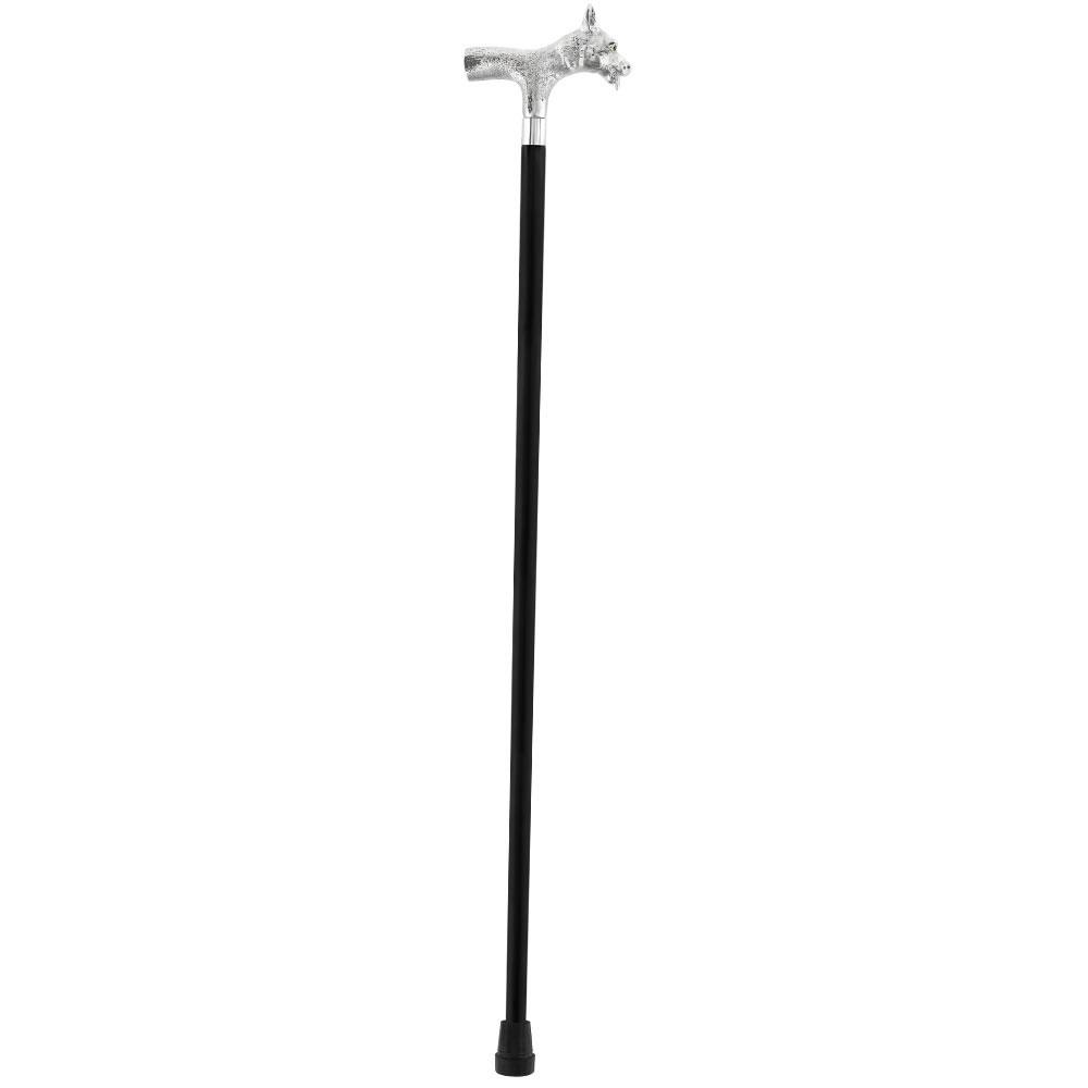 Sly Fox Nickel Plated Handle Cane w/ Custom Shaft & Collar Dog Walking Canes - Tophatter Daily Deals