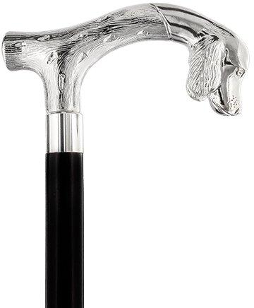 Tried-and-True Cocker Spaniel Nickel Plated Fritz Handle Cane w/ Custom Shaft & Collar Dog Walking Canes - Tophatter Daily Deals
