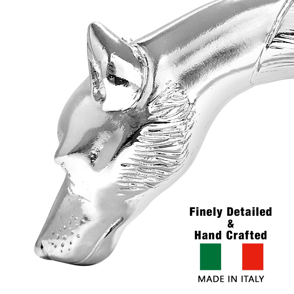 Scratch and Dent Unwavering Fierce Wolf Nickel Plated Fritz Handle Cane w/ Custom Shaft & Collar V2287 Dog Walking Canes - Tophatter Daily Deals