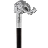 Elephant w/ Tusks Nickel Plated Handle Italian Handle Cane w/ Custom Shaft & Collar Elephant Walking Canes - Tophatter Daily Deals