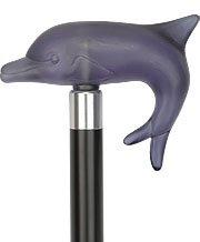 Crystal Blue Dolphin-Italian Handle Cane w/Custom Handle and Collar Fish Walking Canes - Tophatter Daily Deals