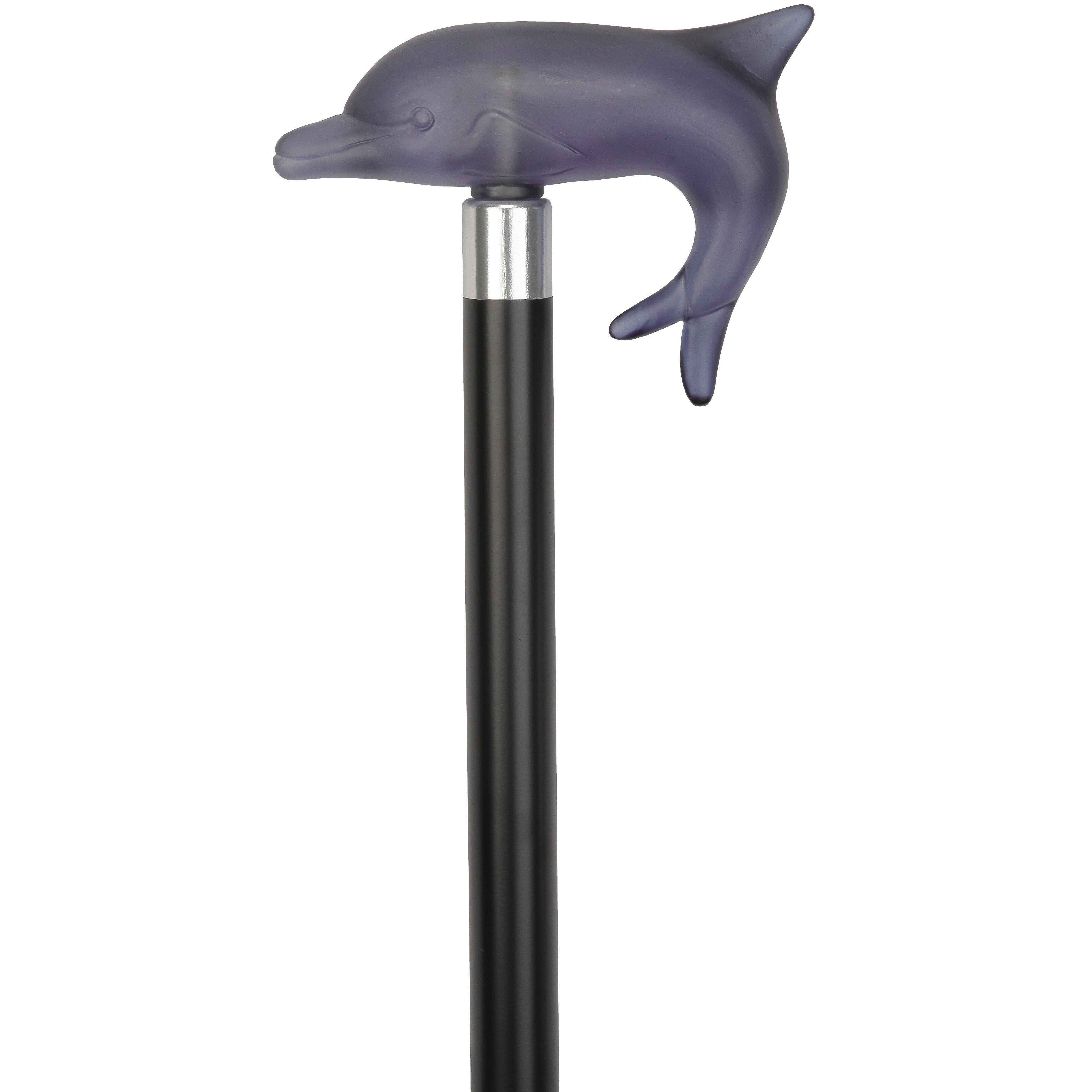 Crystal Blue Dolphin-Italian Handle Cane w/Custom Handle and Collar Fish Walking Canes - Tophatter Daily Deals