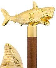 Great White Shark Handle Cane made w/ 18k Gold w/ Custom Shaft & Collar Fish Walking Canes - Tophatter Daily Deals