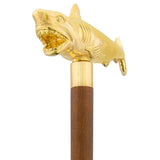 Great White Shark Handle Cane made w/ 18k Gold w/ Custom Shaft & Collar Fish Walking Canes - Tophatter Daily Deals