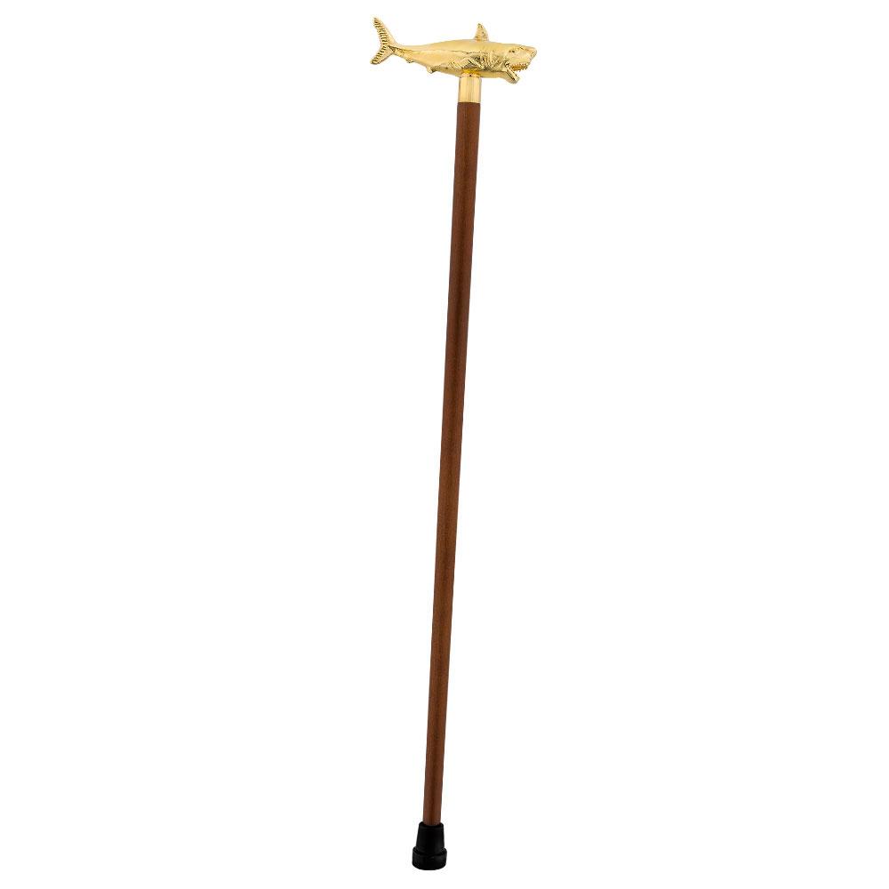 Great White Shark Handle Cane made w/ 18k Gold w/ Custom Shaft & Collar Fish Walking Canes - Tophatter Daily Deals
