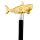 Great White Shark Handle Cane made w/ 18k Gold w/ Custom Shaft & Collar Fish Walking Canes - Tophatter Daily Deals