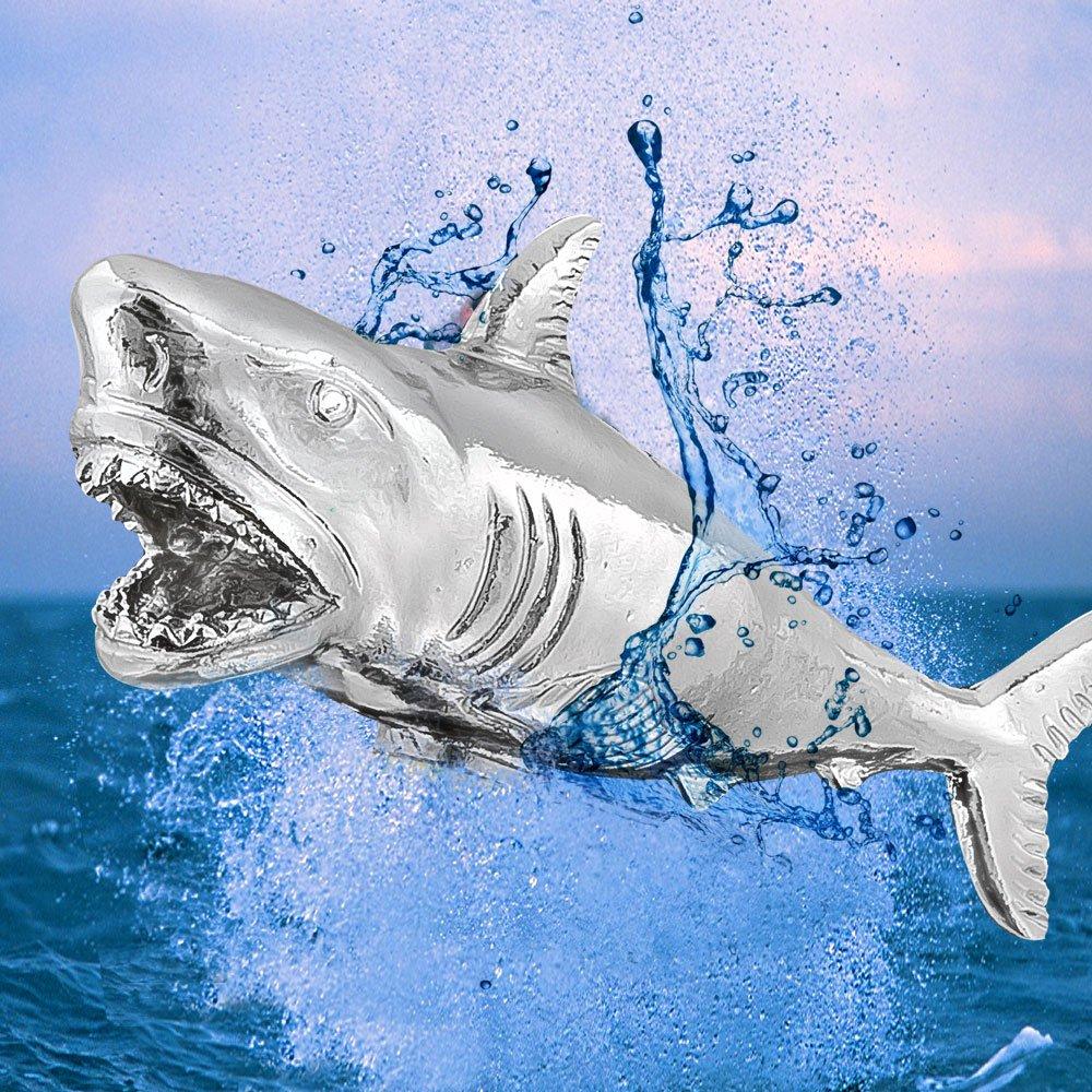 Great White Shark Nickel Plated Handle Cane w/ Custom Shaft & Collar Fish Walking Canes - Tophatter Daily Deals
