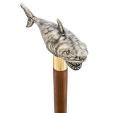 Scratch and Dent Tiger Shark Handle Cane w/ Custom Shaft & Collar V1825 Fish Walking Canes - Tophatter Daily Deals