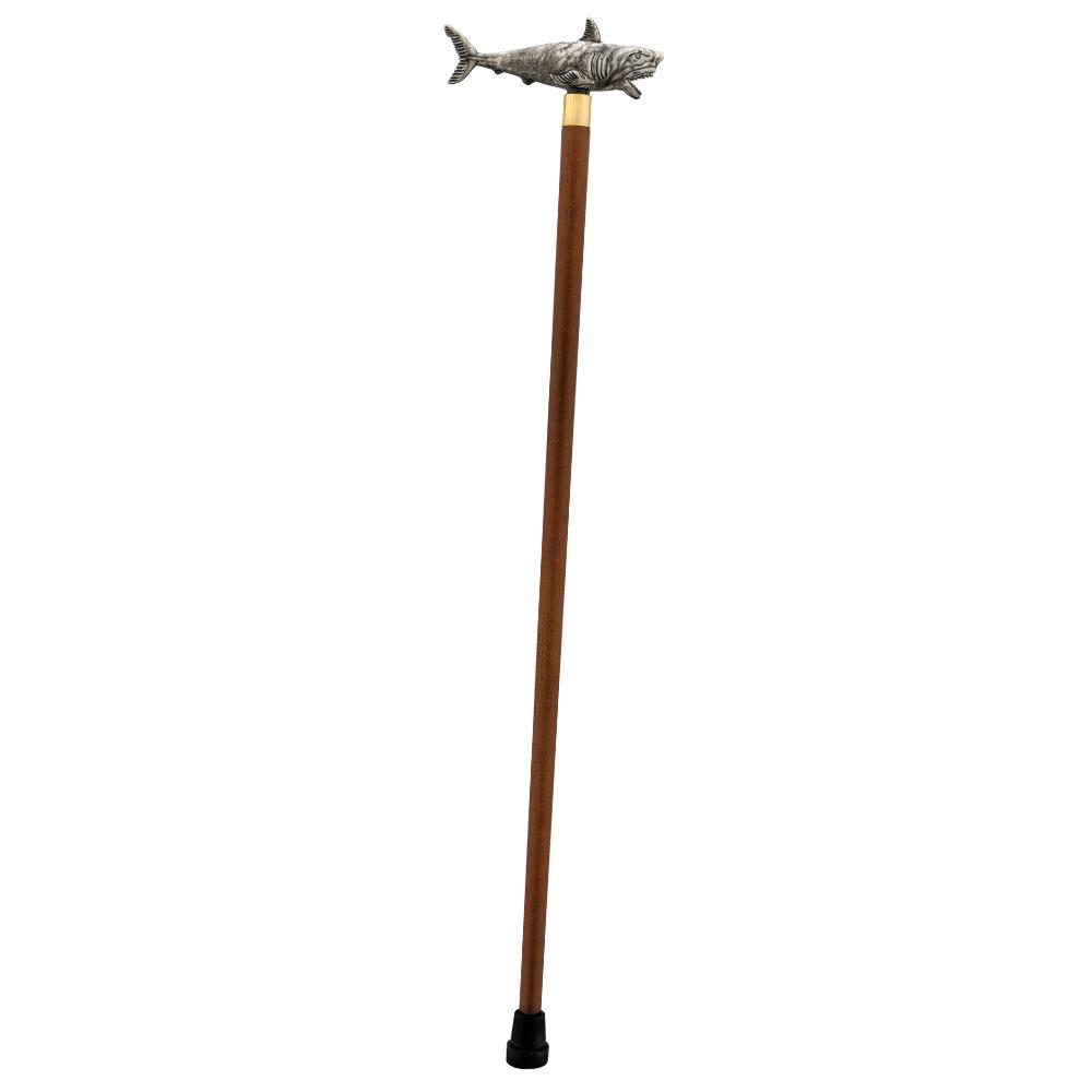 Scratch and Dent Tiger Shark Handle Cane w/ Custom Shaft & Collar V1825 Fish Walking Canes - Tophatter Daily Deals